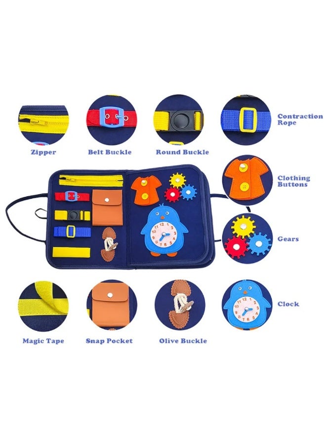 SnuzzleMart Felt Busy Board Book for Toddlers – Montessori Sensory Toy for Basic Life Dress Skills – Travel Activity Bag with Zippers, Buttons, Lacing & Alphabets – Educational Gift for Fine Motor Skills & Learning - Image 2